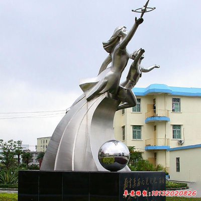不锈钢学校标志雕塑