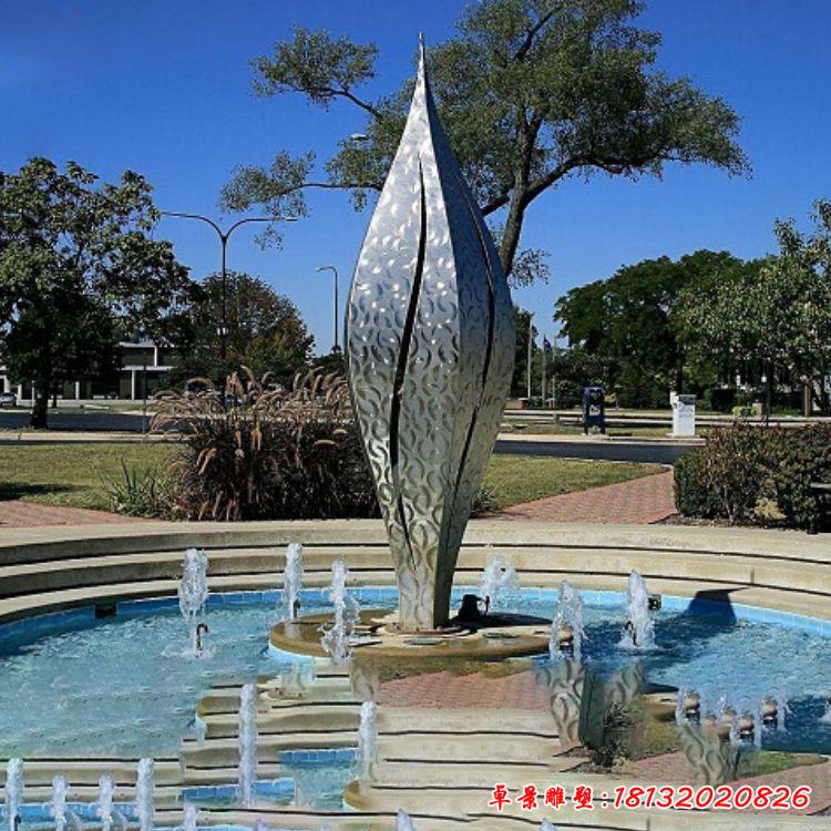 不锈钢公园树叶喷泉雕塑