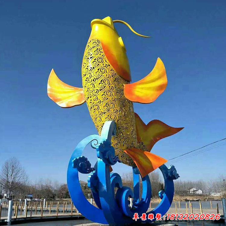 不锈钢广场鲤鱼景观雕塑