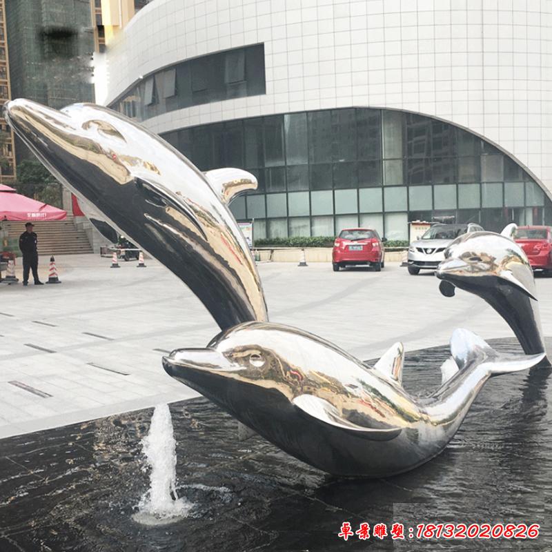 不锈钢动物海豚广场雕塑