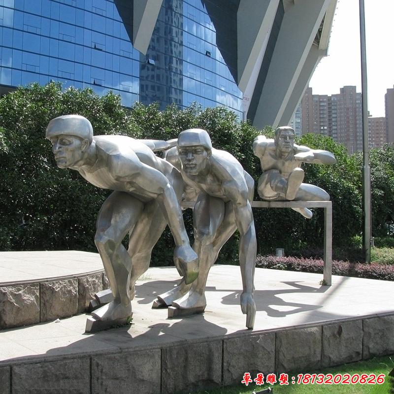 不锈钢公园跨栏运动人物雕塑