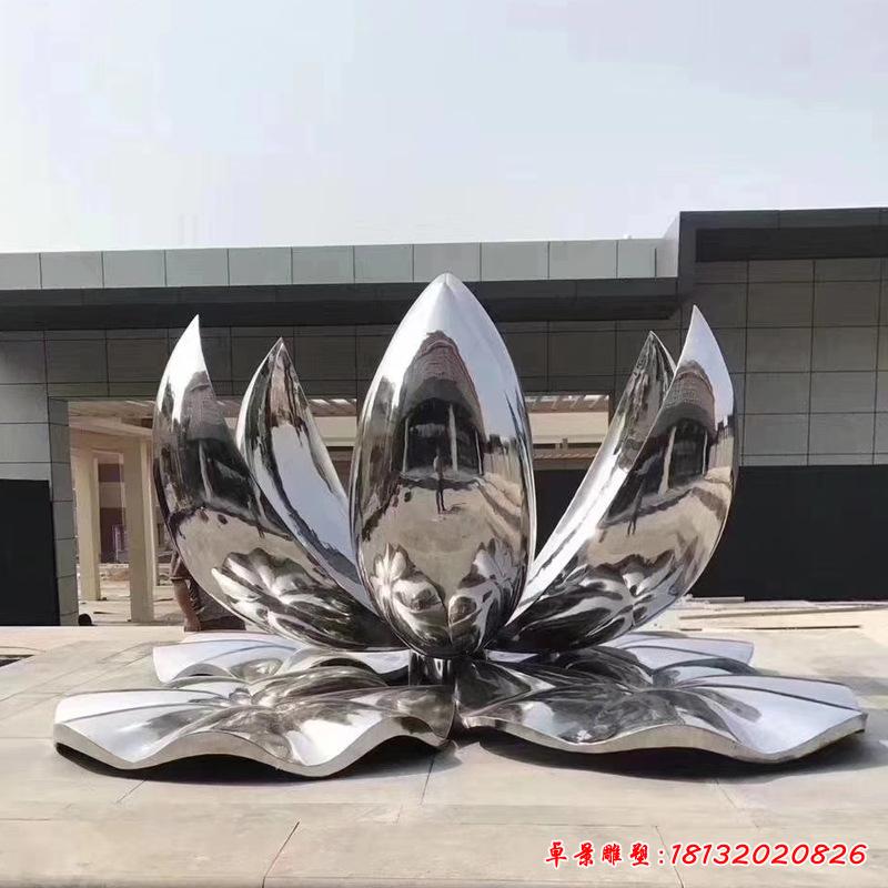 不锈钢植物镜面荷花雕塑