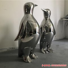不锈钢镜面抛光企鹅动物雕塑