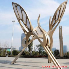 不锈钢广场仙鹤抽象雕塑