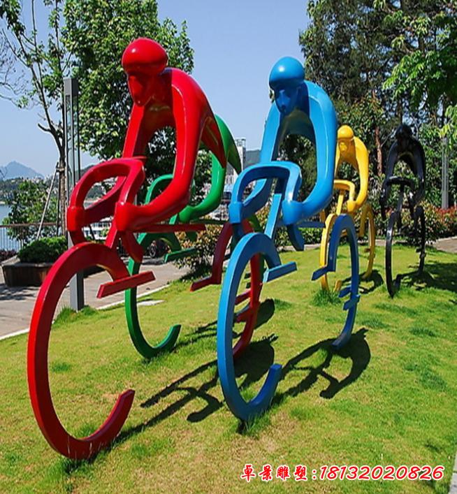 不锈钢公园骑车人物雕塑