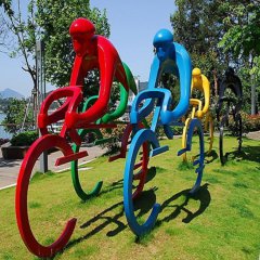 不锈钢公园骑车人物雕塑