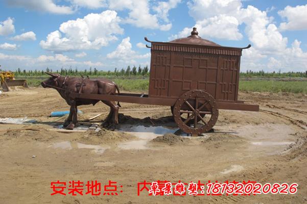 内蒙古铜雕牛马车案例