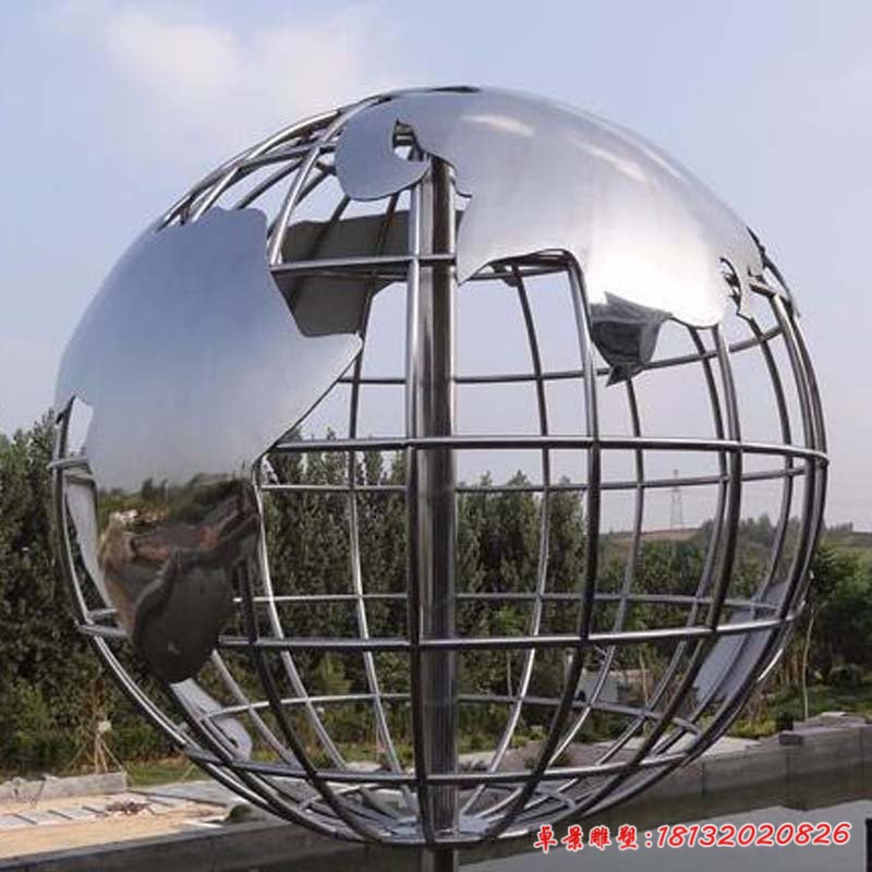 大型不锈钢校园地球仪雕塑