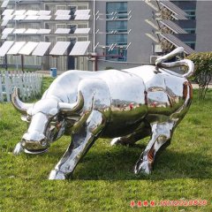 小区不锈钢动物牛雕塑