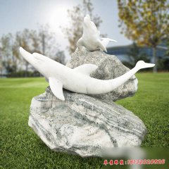 石雕公园海豚雕塑