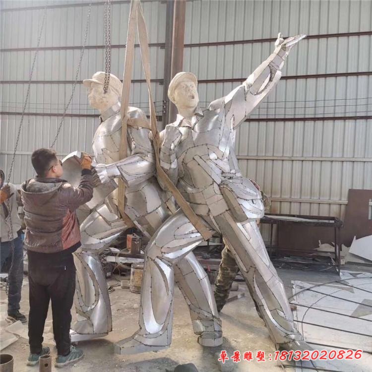 不锈钢抽象八路军人物雕塑