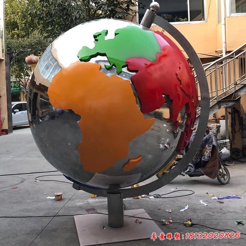 不锈钢彩绘学校地球仪雕塑