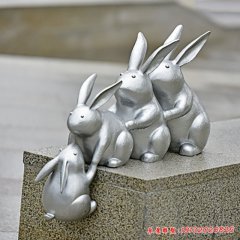 不锈钢广场动物兔雕塑