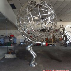 不锈钢抽象人物地球雕塑