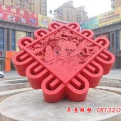 城市不锈钢剪纸中国结雕塑