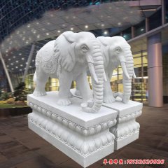 汉白玉大象动物雕塑
