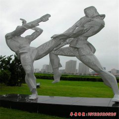 摔跤运动人物不锈钢雕塑