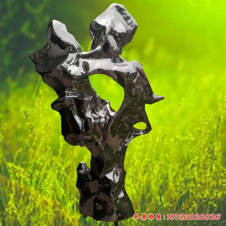 不锈钢抽象太湖石雕塑 (5)