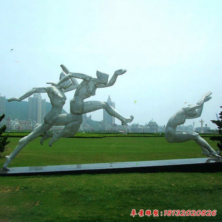 不锈钢人物雕塑，公园不锈钢跳远雕塑[1]