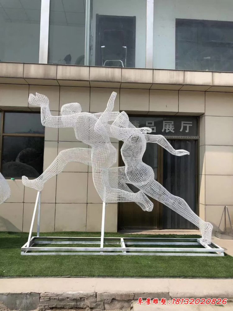 不锈钢运动跳远人物雕塑 (1)