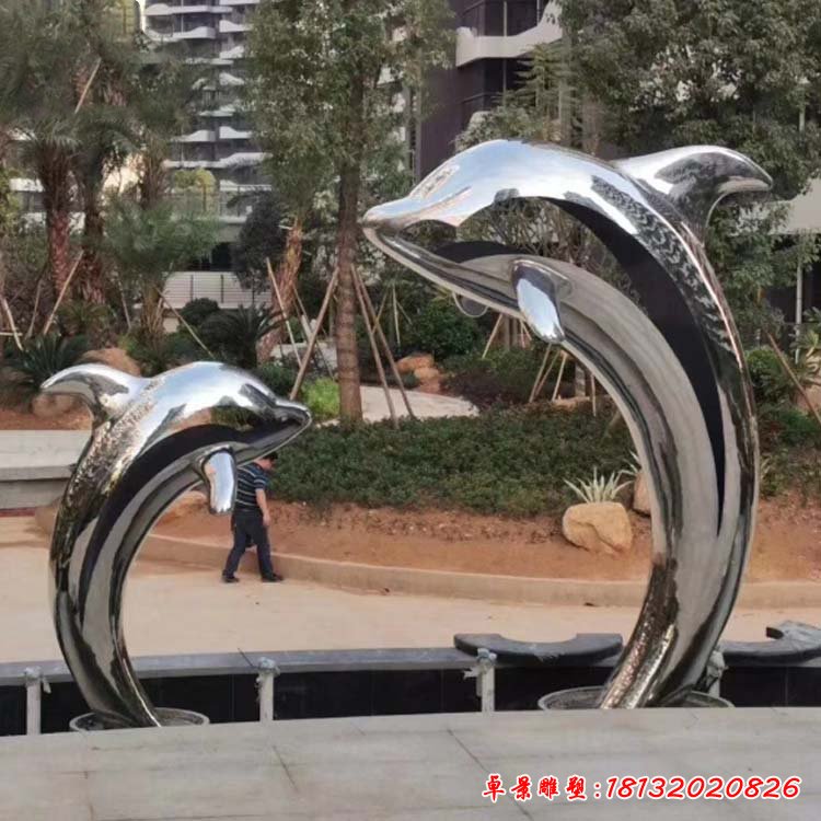 跳跃海豚动物不锈钢雕塑