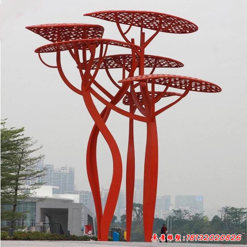 不锈钢蘑菇树镂空雕塑