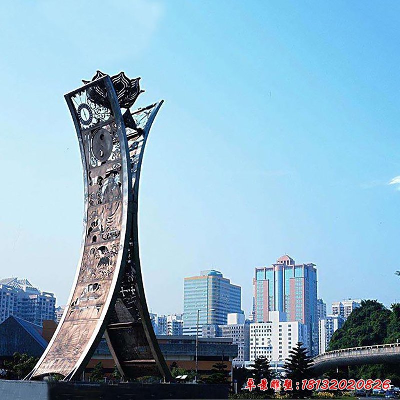 大型创意镂空花朵广场景观,不锈钢雕塑 (2)