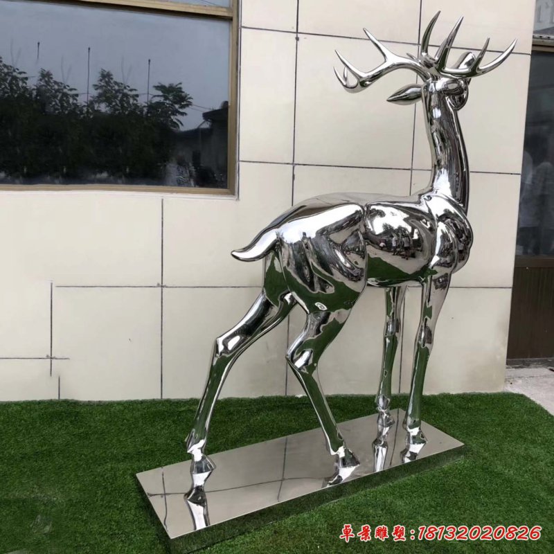 镜面不锈钢鹿雕塑 (2)