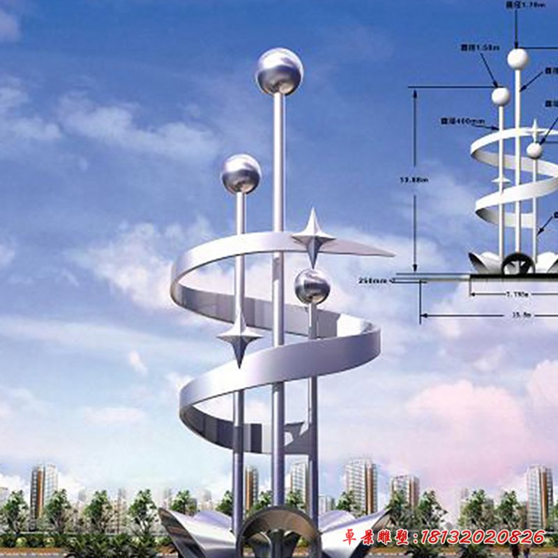 不锈钢整整日上螺旋 公园景观雕塑[1]