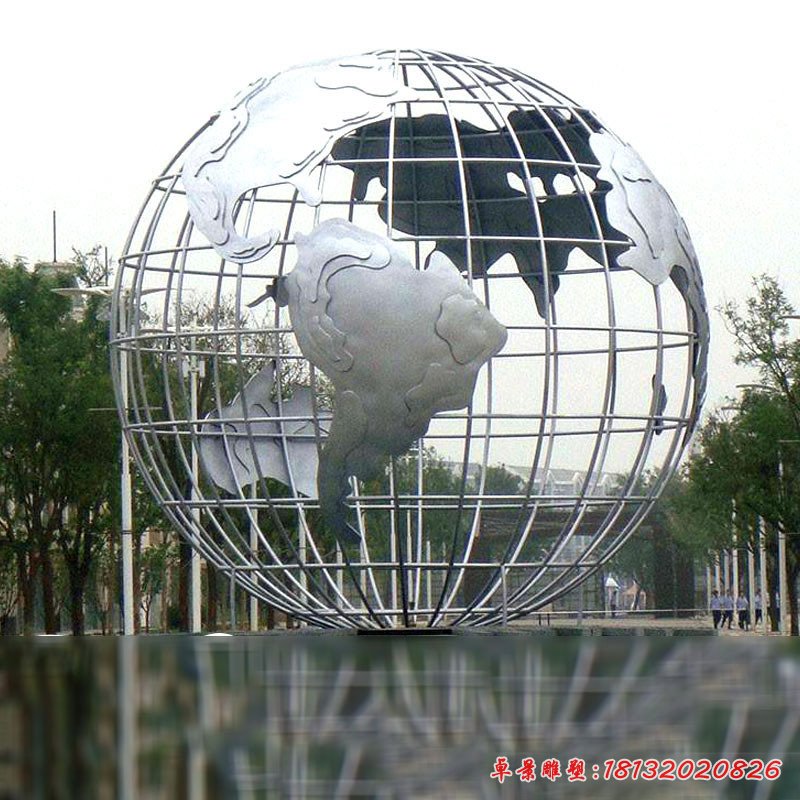 地球仪喷泉不锈钢雕塑 (2)