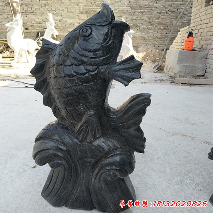 大理石鲤鱼喷泉雕塑 (2)