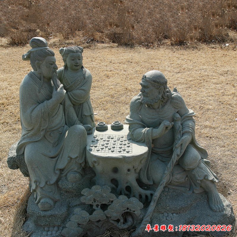 八仙下棋铜雕，公园小品铜雕 (2)