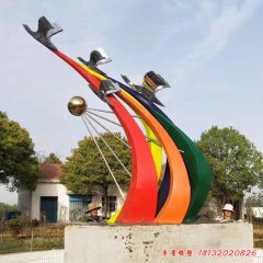 校园飞跃不锈钢文化雕塑