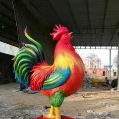 玻璃钢彩绘大公鸡雕塑