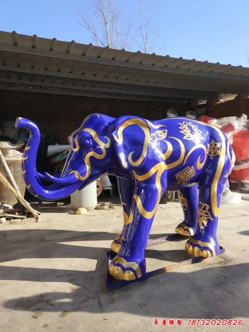 玻璃钢彩绘大象雕塑 (2)