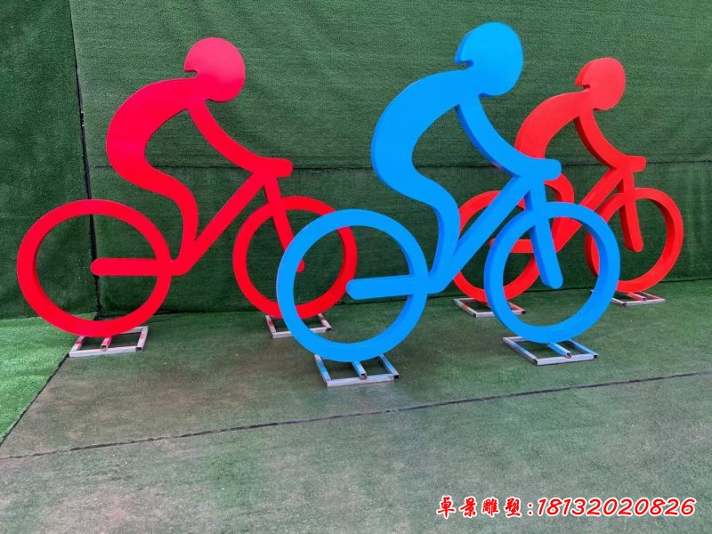 不锈钢抽象骑单车人物雕塑 (15)