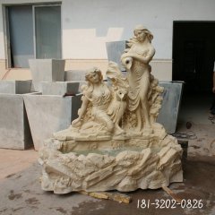 西方人物喷泉石雕