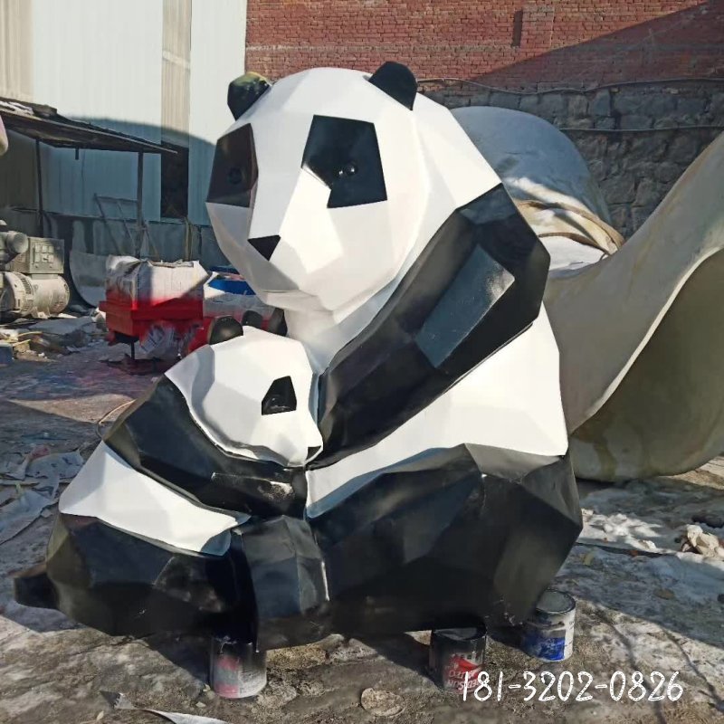 玻璃钢仿真熊猫雕塑 (1)