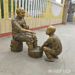 民俗广场洗脚人物铜雕