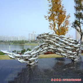 海洋生物不锈钢抽象鱼雕塑