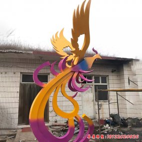 不锈钢彩色凤凰雕塑