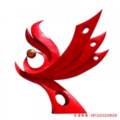 抽象不锈钢凤凰雕塑