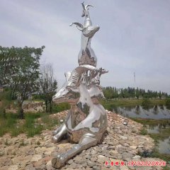 不锈钢羊雕塑