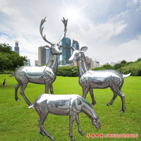 不锈钢鹿校园雕塑