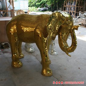 雕刻不锈钢金色大象