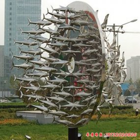 不锈钢音乐鱼雕塑